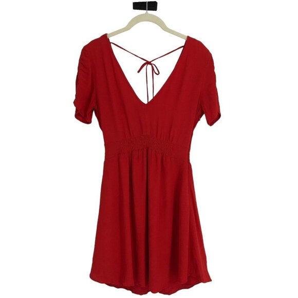 Gentle Fawn red scoop neck smocked waist short sleeve a-line mini dress size 2 - Picture 1 of 16